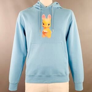 SANDRO Size L Blue Orange Bunny Cartoon Cotton Hoodie Sweatshirt